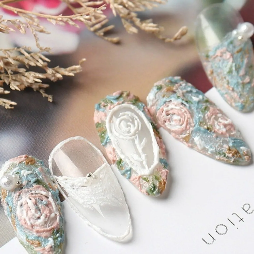 DIYフラワーペイント3Dモデリングジェル、トップコート不要、マイクロカーブプラスター効果グルー、DIYマニキュアエンボスデザイン石膏ジェル