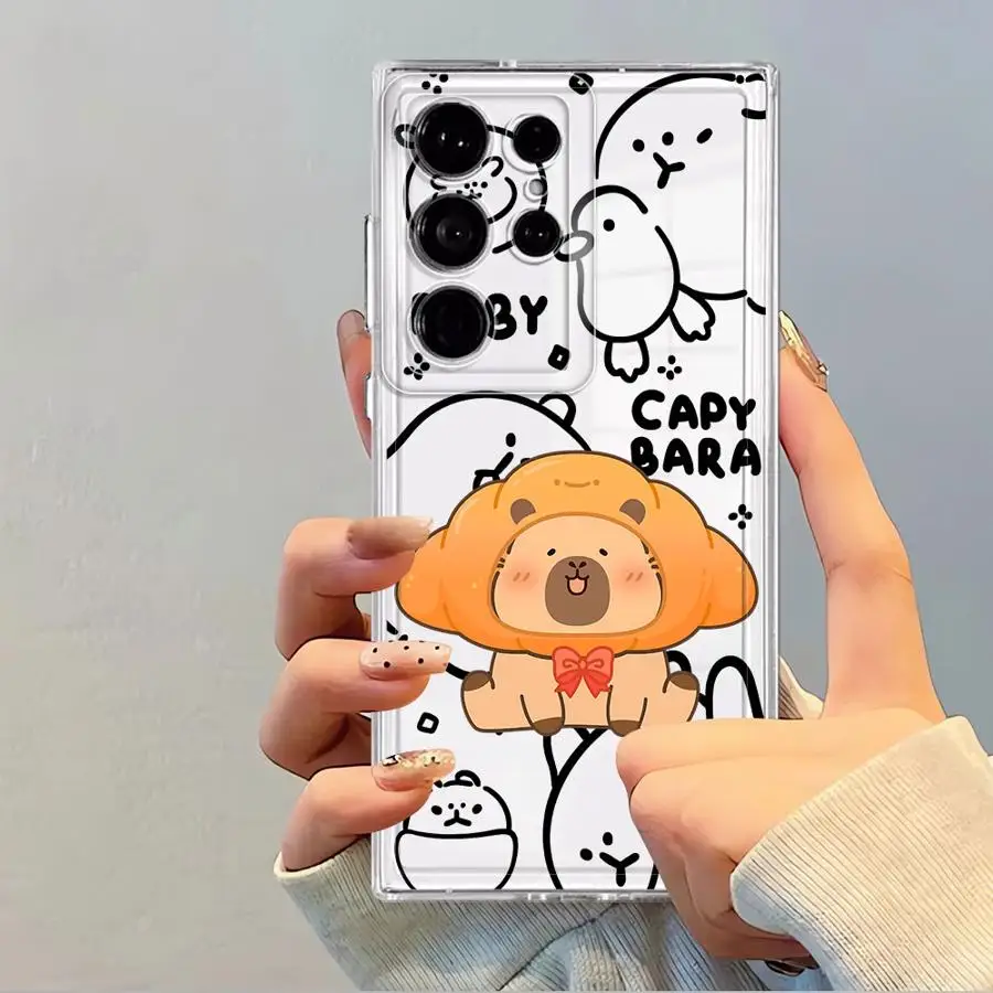 Casing Penutup Ponsel Lembut untuk Samsung Galaxy S21 S25 Edge Note 20 Ultra 10 S23 Ultra S20 Plus S24 S22 FE Caypabara Kartun