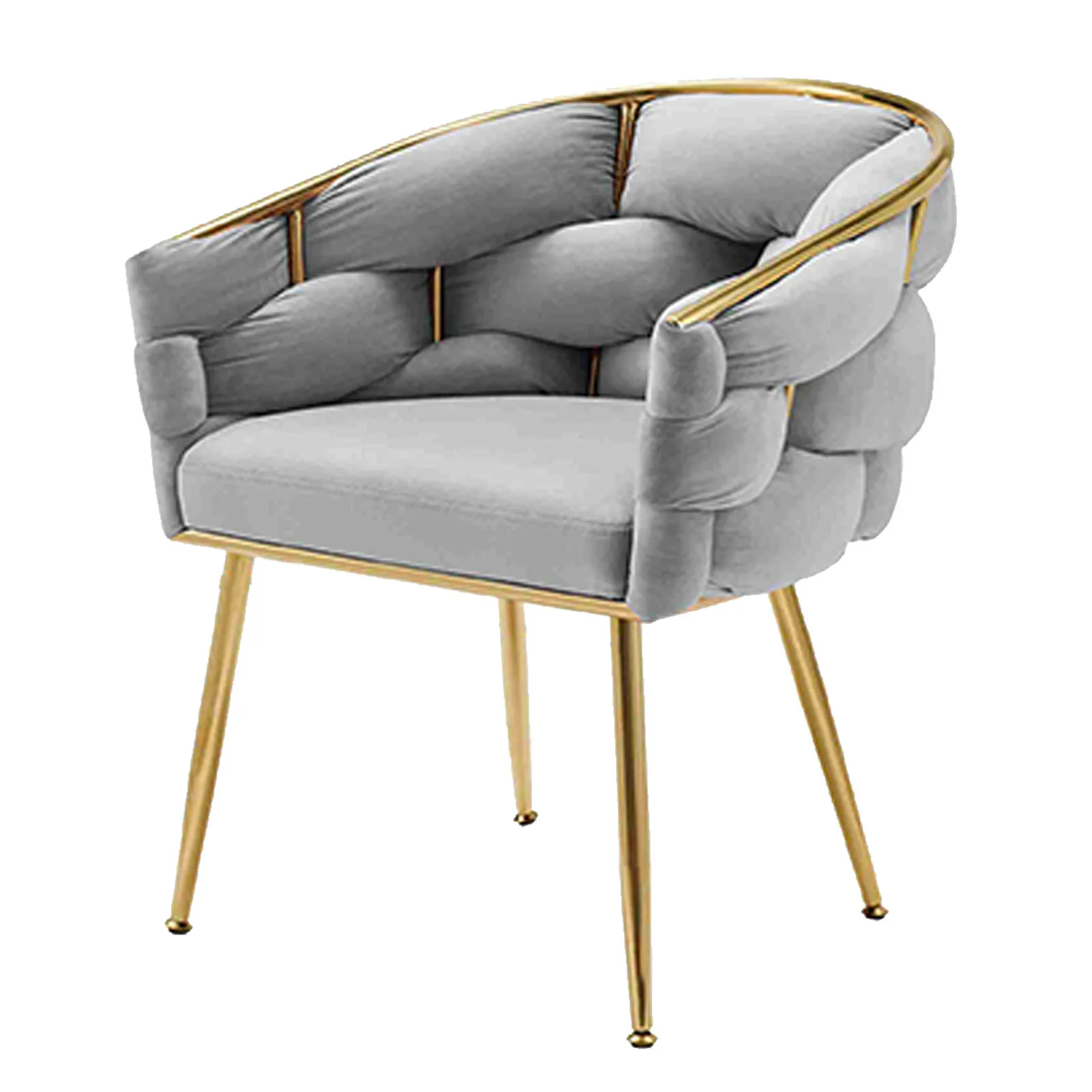 

Accent Chair Elegant French Weave Comfortable Living Room Lounge Chair Armchair With Metal Legs for Reading Bedroom Light Gray