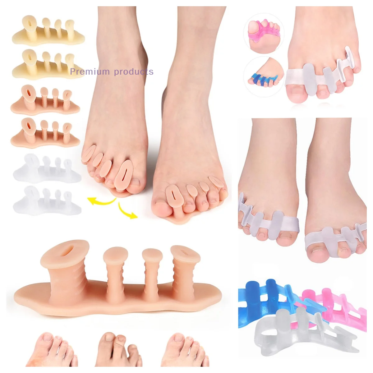 1Pair Toe Protector 4 Fori Per Borsite Correttore Materiale Morbido Gel Raddrizzatore Distanziatori Barelle Sollievo Dal Dolore Del Piede Strumento di Cura