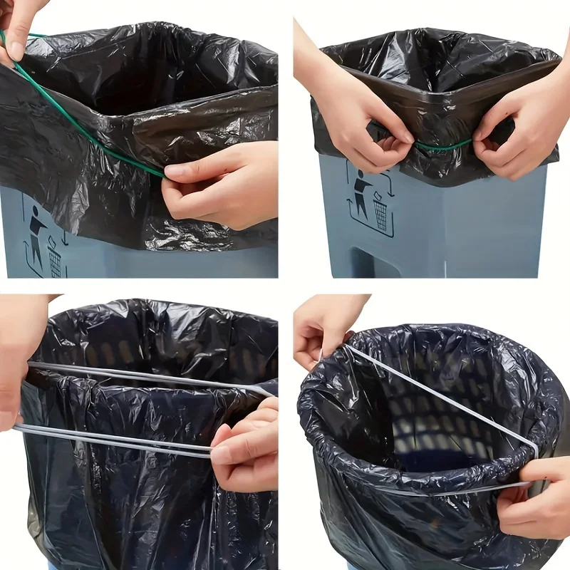 Elastic Trash Can Rubber Bands Durable Garbage Bag Fixer Colorful Litter Box Bands for Home Kitchen Bathroom Office