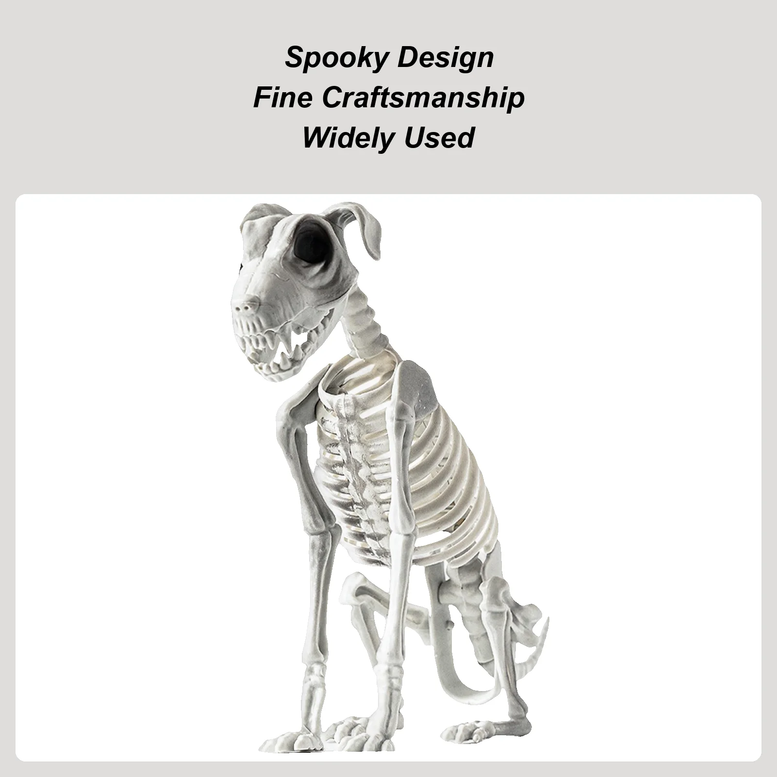 Halloween Skeleton Dog Sitting Movable Figure Pose Plastic Skull Puppy For Haunted House Horror Scene Realistic Prop Party Decor