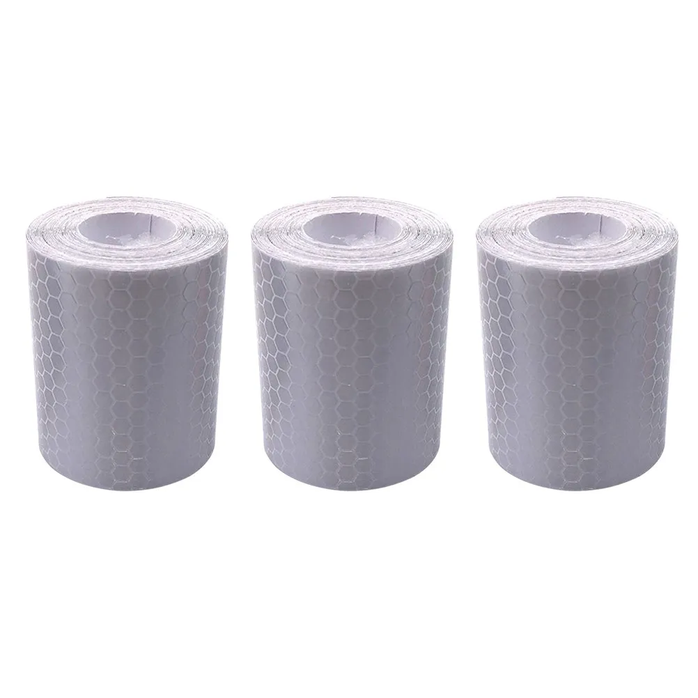 3Pcs Reflective Strip White Adhesive Crystal Color Safety Tape Night Running Riding Traffic Warning Equipment Lorescent Ribbon