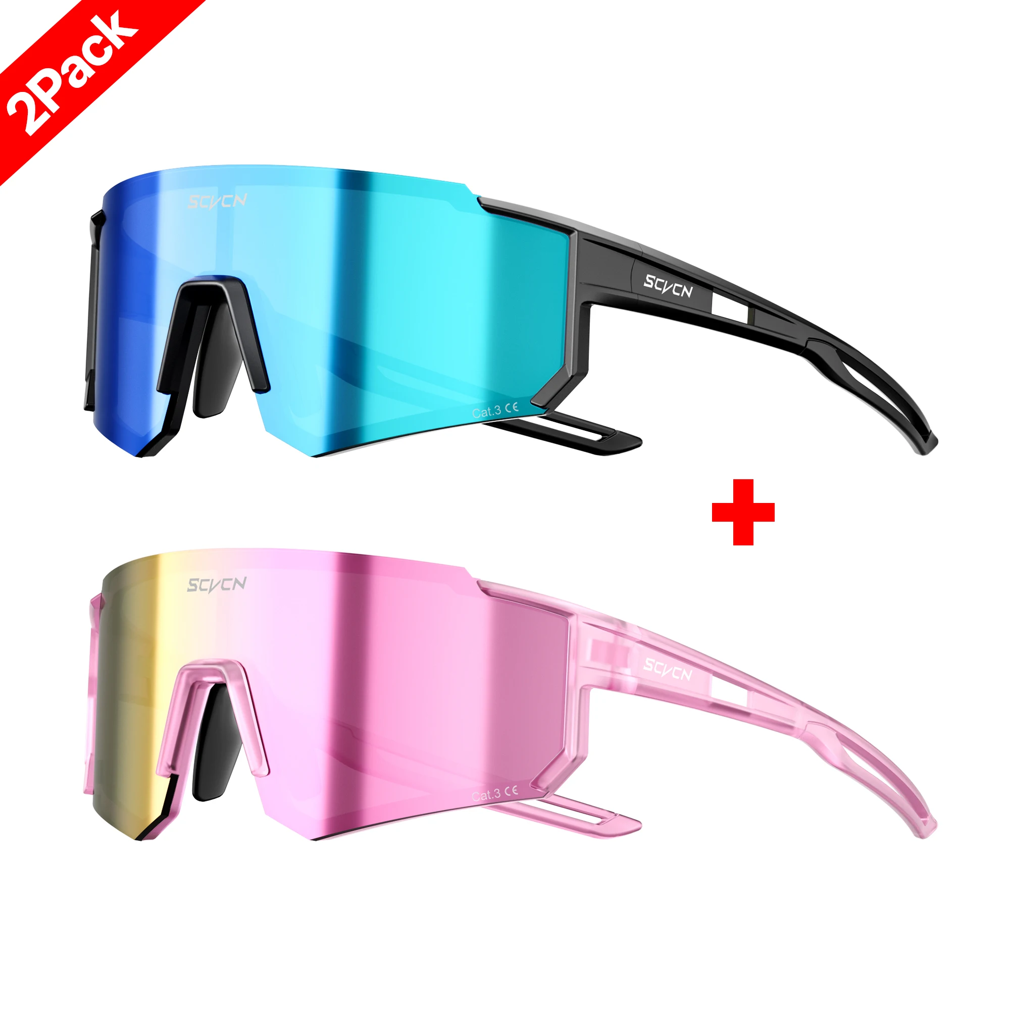 Image of SCVCN Outdoor-Fahrradbrille für Männer, Straßenfahrbrille, Sportbrille für Bergsteigen, Damen-Fahrradbrille, UV400-Schutz, Pickleball-Brille