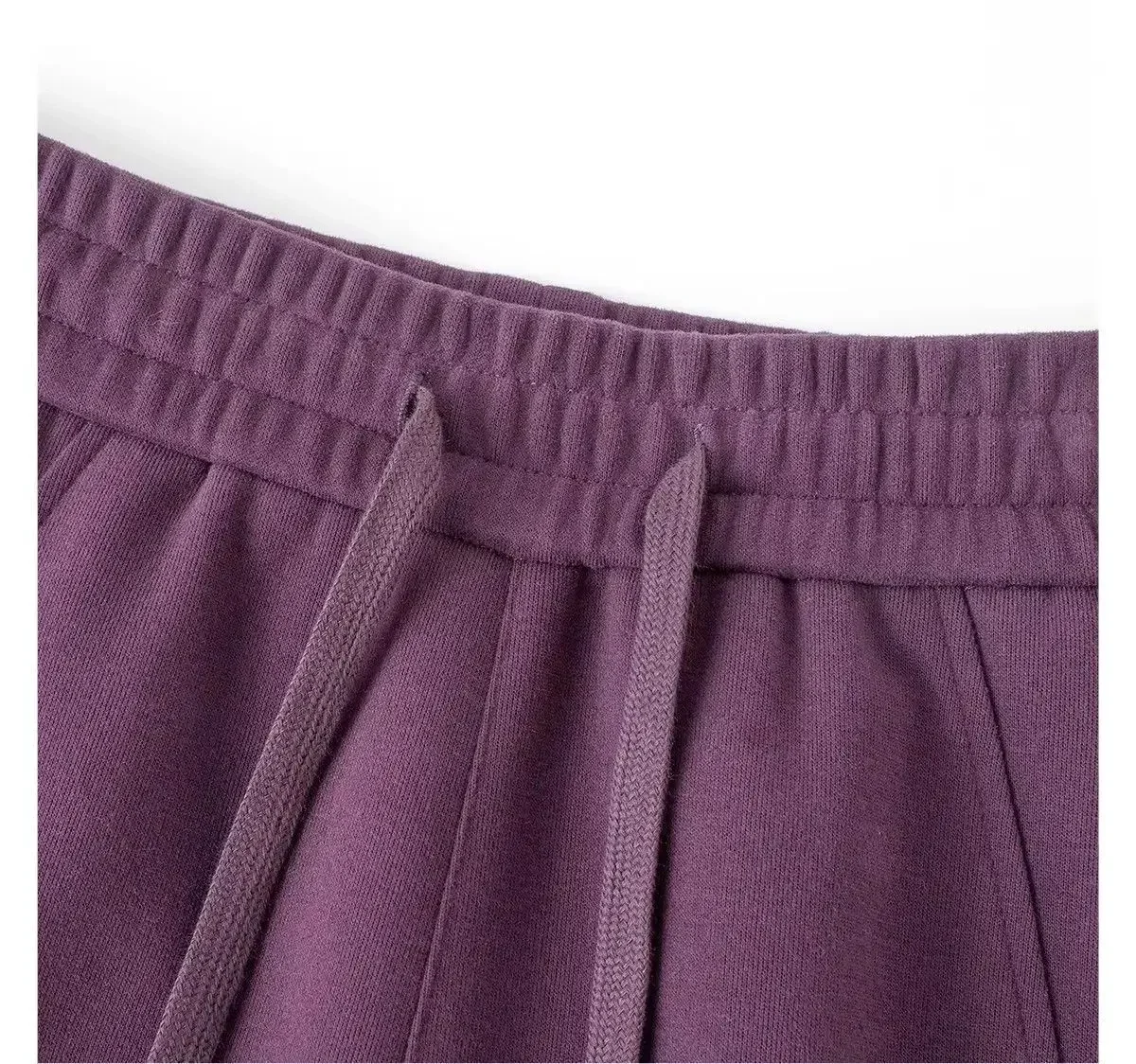 Gerade geschnittene, weit geschnittene Hose in Merlot-Lila, schlankmachend, für Frühling und Herbst, locker fallend, sportliche Jogginghose im koreanischen Stil. – Detail 8