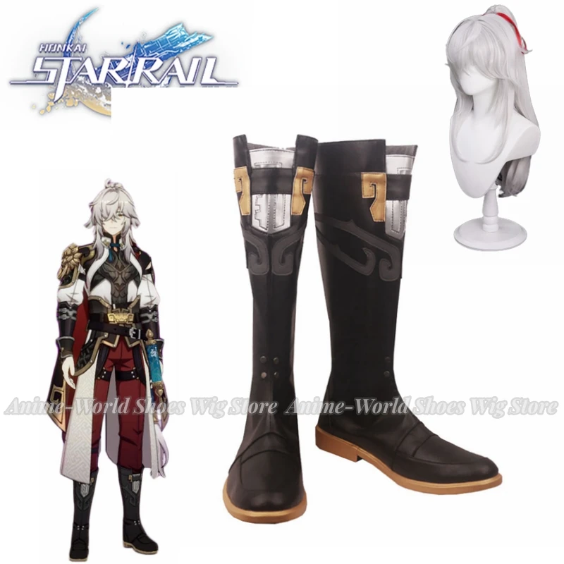 

Honkai: Star Rail Jing Yuan Cosplay Boots Black Shoes Custom Made Any Size for Boys and Girls Wig