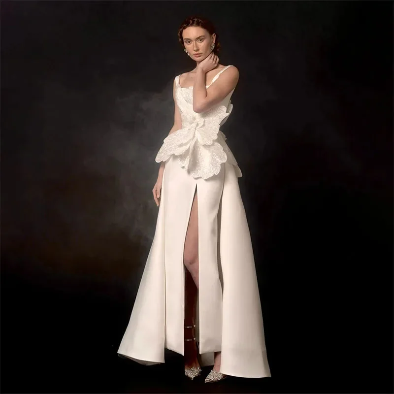 

Elegant Women's Square Neck Evening Dresses 2025 Designers A-line Flowers Party Dresses For Wedding Party Formal