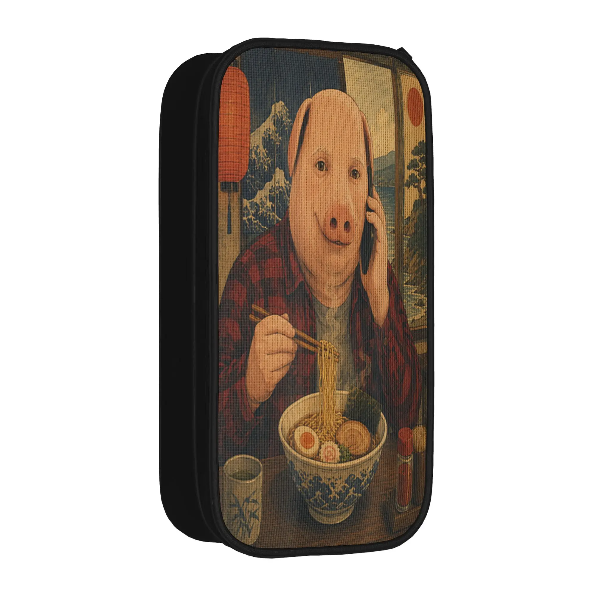 John Pork Japanese Vintage Ramen Noodles Funny Meme Brainrot Pencil Case  Students Fashion Pencil Bag Design School Pencil Cases