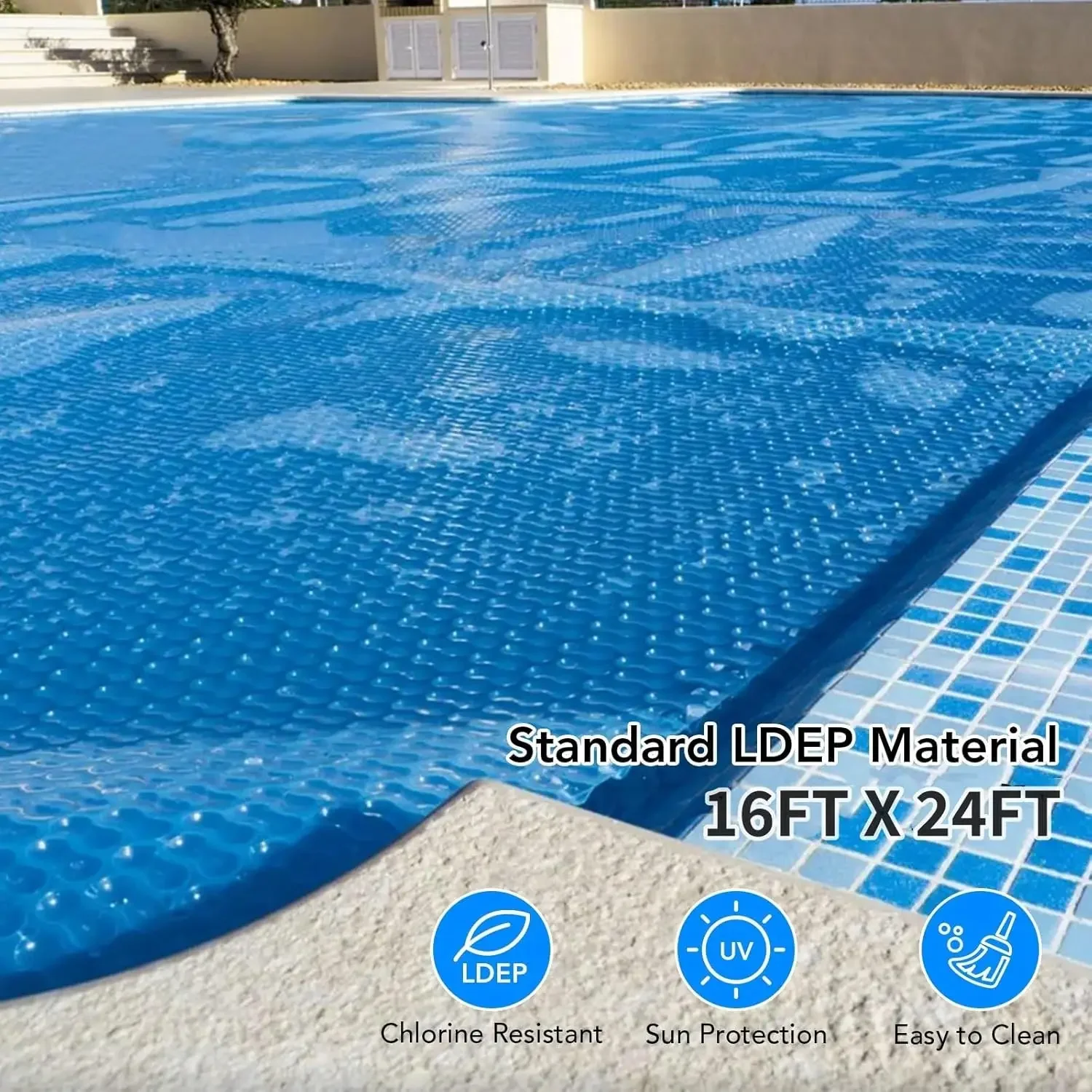 

For 16ft X 24ft Rectangle Pool Solar Cover, 14 Mil Heat Retaining Blanket For In-Ground And Above-Ground Rectangular Swimming Po