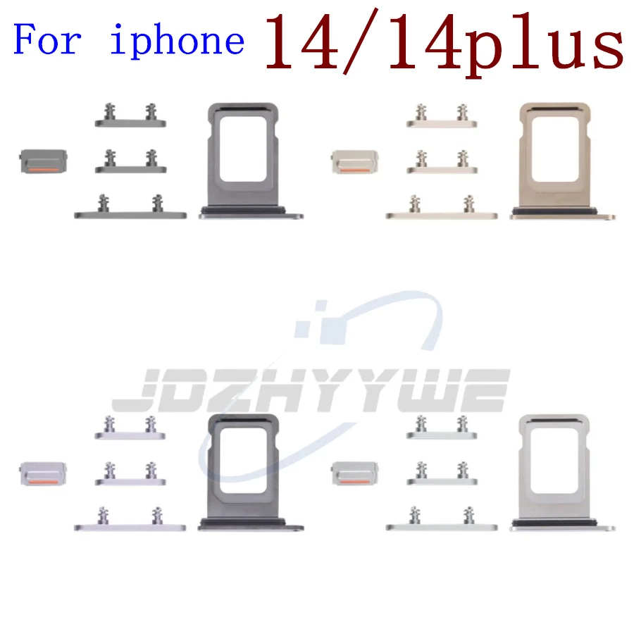 

10Set/Lot For Iphone 14 Plus Outside Side Key Volume Mute Power-On Button SIM Single Double Card Key Replacement Parts