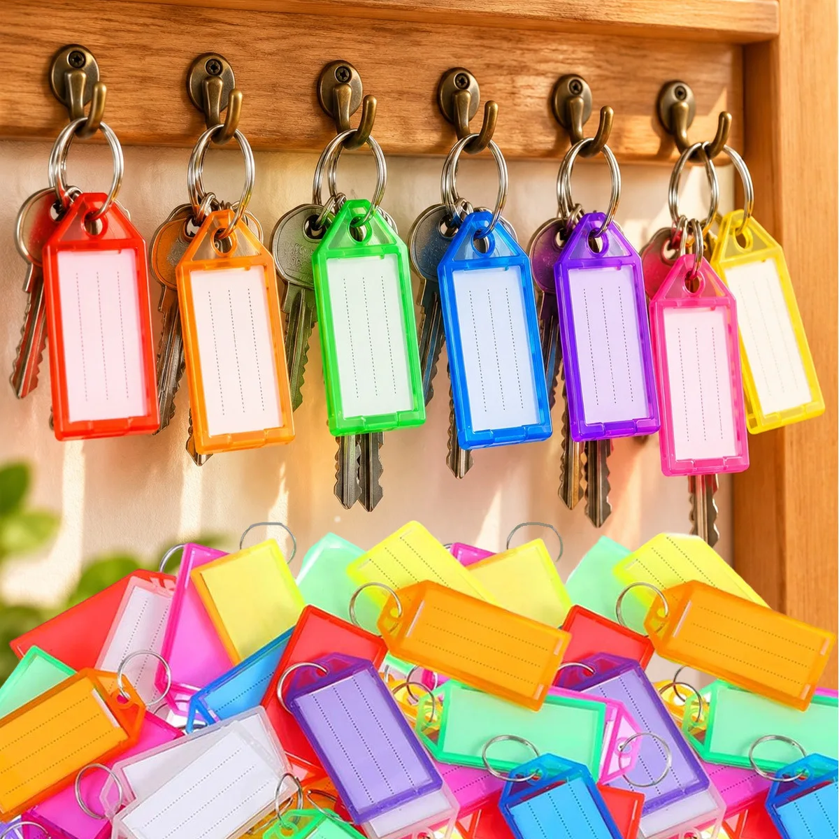 13/26/39Pcs Random Color Transparent Key Tags with Double Sided DIY Flap Labels Multi Use Markers for Keychains ID Cards ZSY