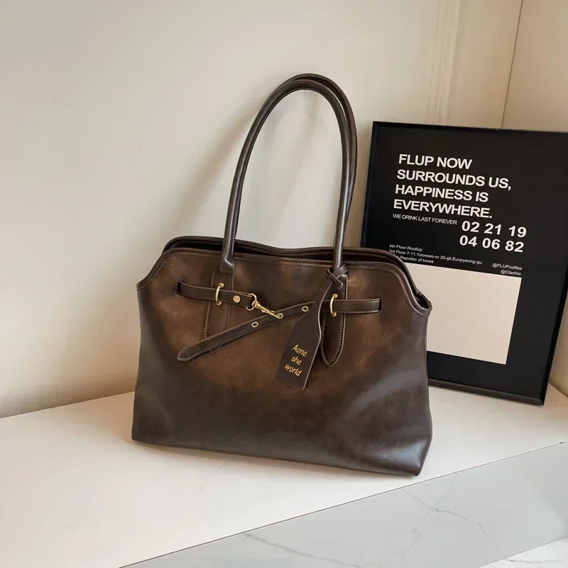 High Capacity Fashion PU Shoulder Bag Solid Color High Quality Casual Tote Handbag 2024 Hot Sale Bags for Women Bolsas Femininas