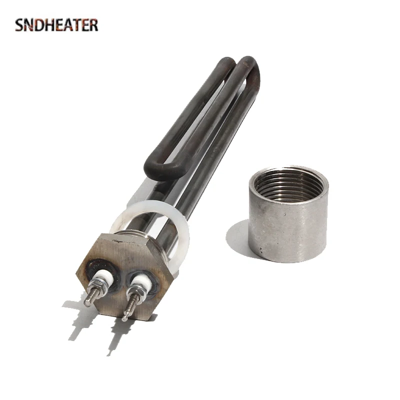 SNDHEATER 110v 220v 380v Water Resistance Fast Heating Element DN25 1" 304SS Thread Solar Green Folded Tank Tube 1KW 2KW 3KW 4KW