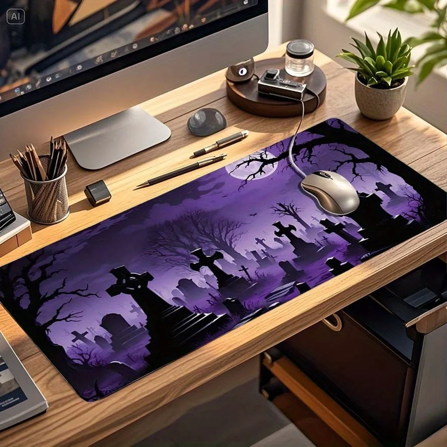 

Готический коврик для мыши с изображением надгробия, увеличенный, противоскользящий, резиновый, для игр и офиса