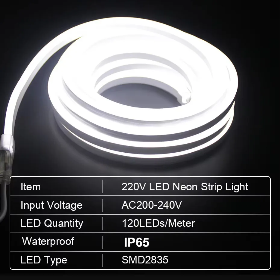 220V EU LED Neon Strip Light 2835 120LED/m Waterproof Ribbon Tape Dimmer Remote Led Strip Light Bluetooth Tuya WiFi Smart Life