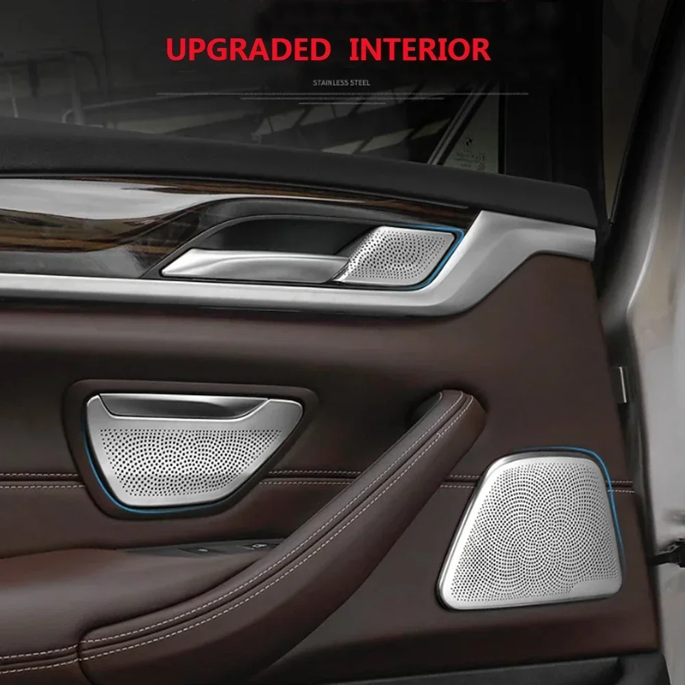 

For BMW 5 G30 G38 Metal Car Door Interior Center Console Panel Speaker Dashboard Horn Protector Cover Trim Stickers Accessories