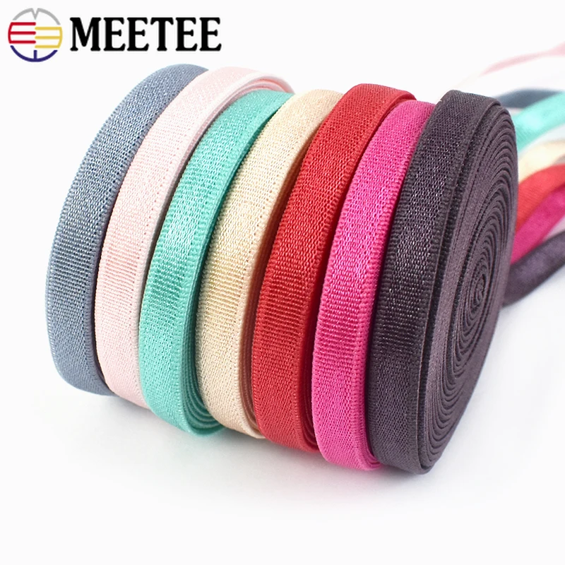 Meetee 10/20/45M 6mm Nylon Elastic Bands Bra Shoulder Strap for Underwear Belt Tape Lace Trim DIY Sewing Clothing Accessories