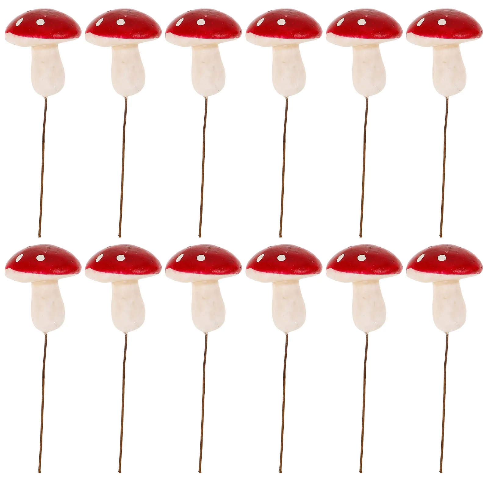 12 pezzi 32MM decorazioni per prato esterno inserto per palo da giardino cortile fungo segno schiume artigianato accessori realistici fai da te