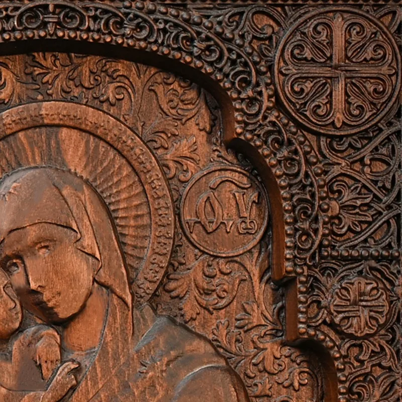 Vintage HandCarved Wooden Icon of Orthodox Religious Wall Art Home Decor Gift