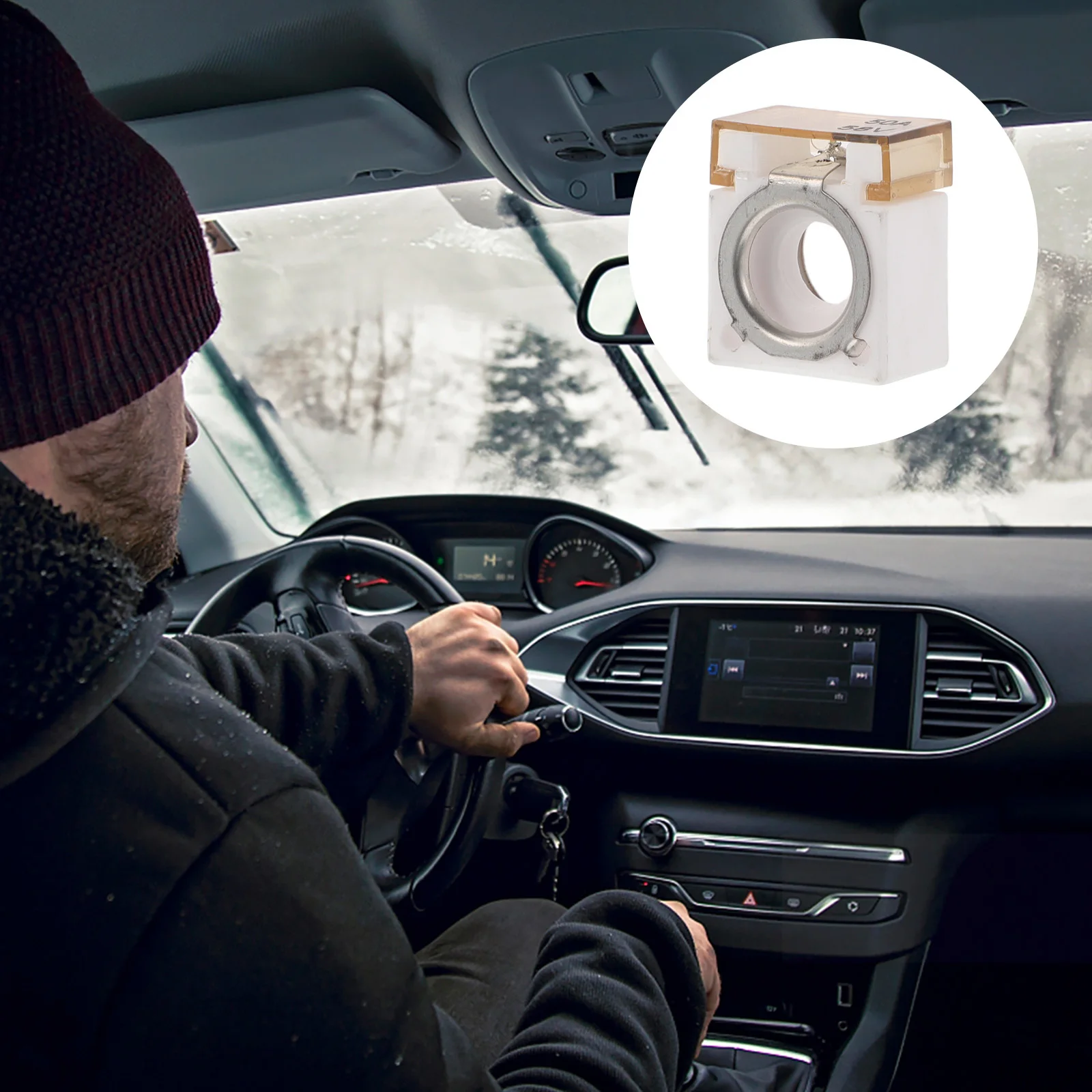 

50A 58V Terminal Fuse Circular Ceramic Marine Auto Yacht Circuit Protection Waterproof Overload Replacement Breaker