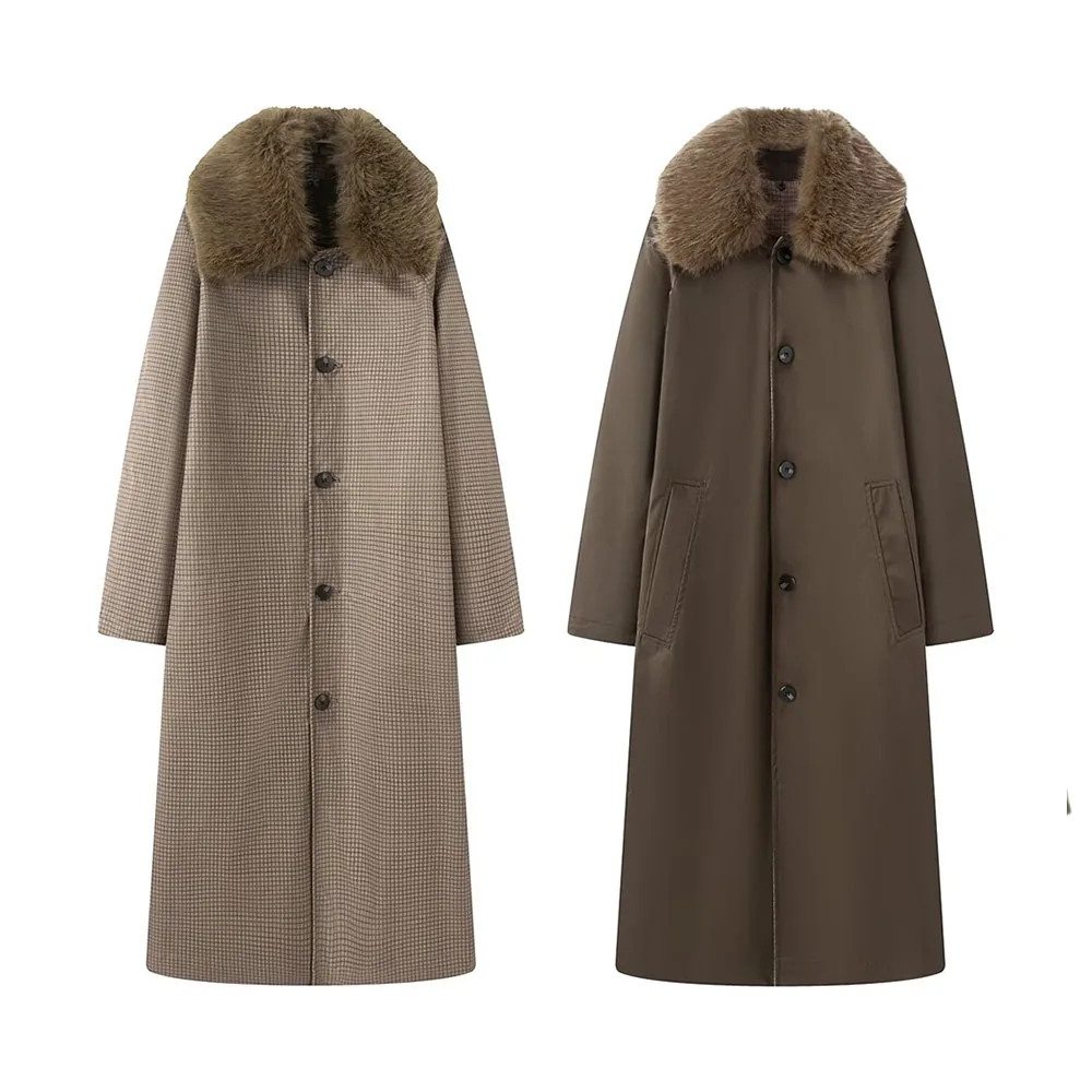 

Autumn new women's fashion reversible faux fur effect windbreaker