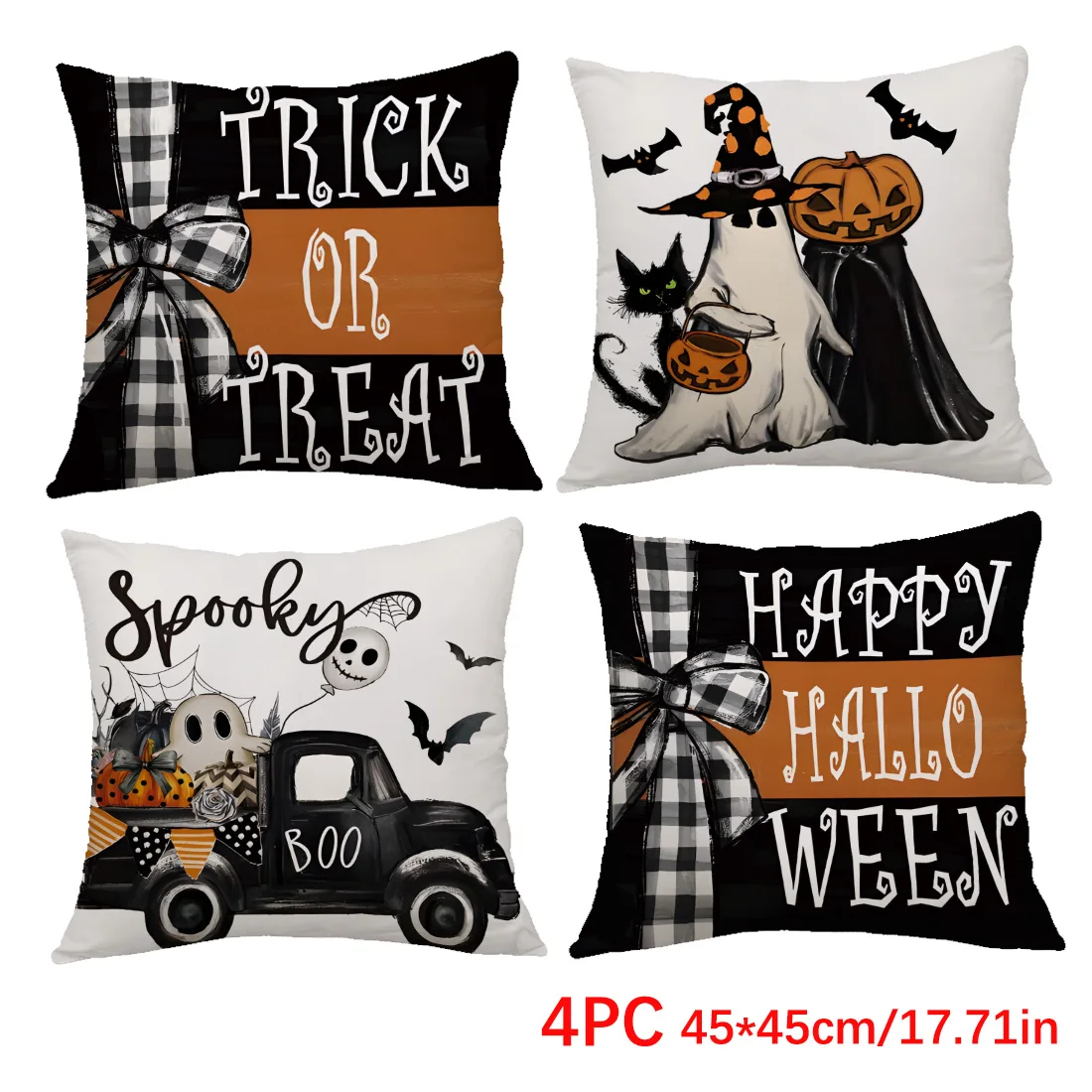 

Halloween Throw Pillow Covers - Trick Or Treat, Pumpkin & Ghost Designs | Perfect For Fall Decor & Party Couch Accents
