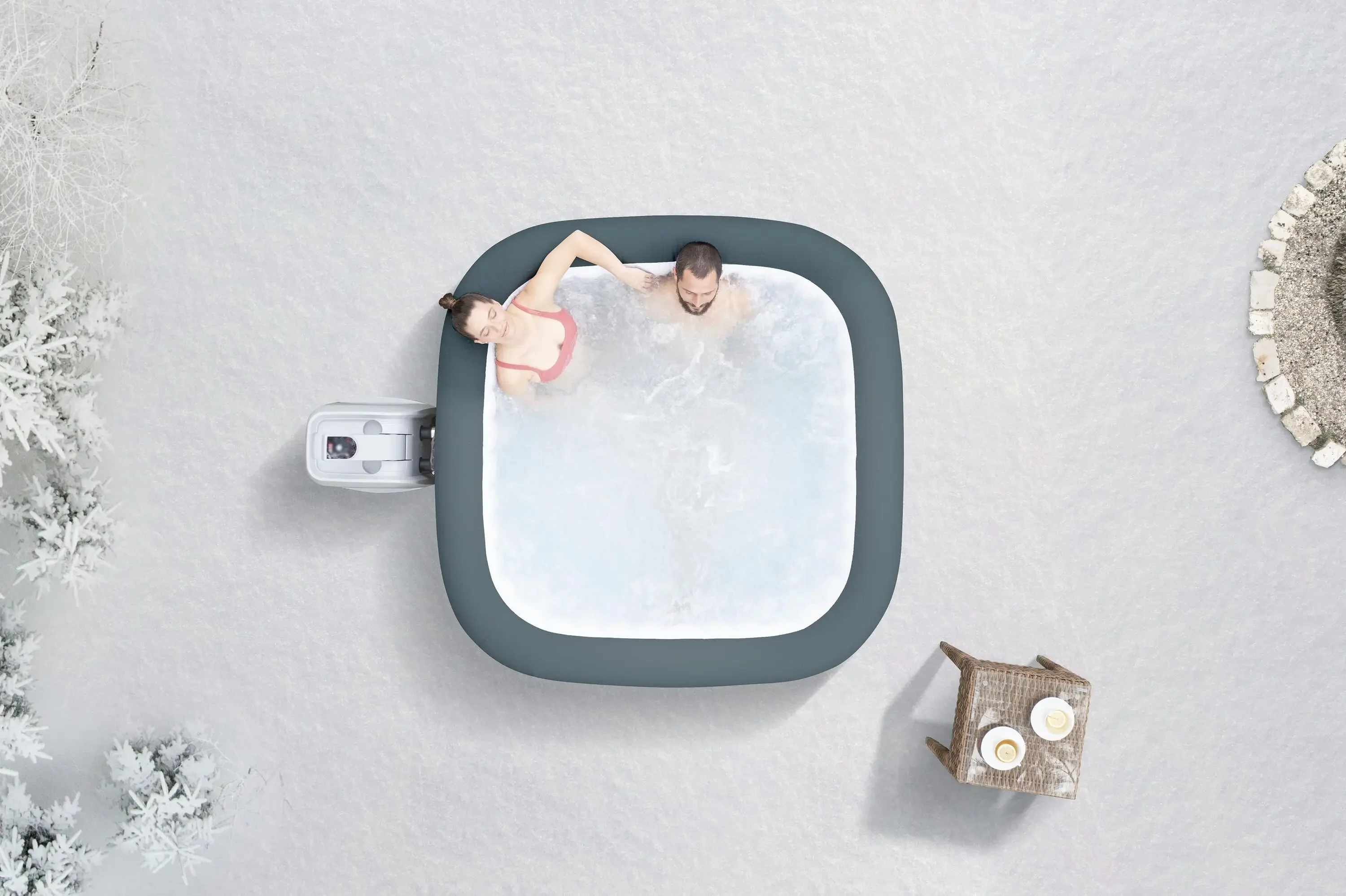 Outdoor Inflatable Square Massage Portable Bathtub Pool Hot Tub Spa 4 Person for Adult