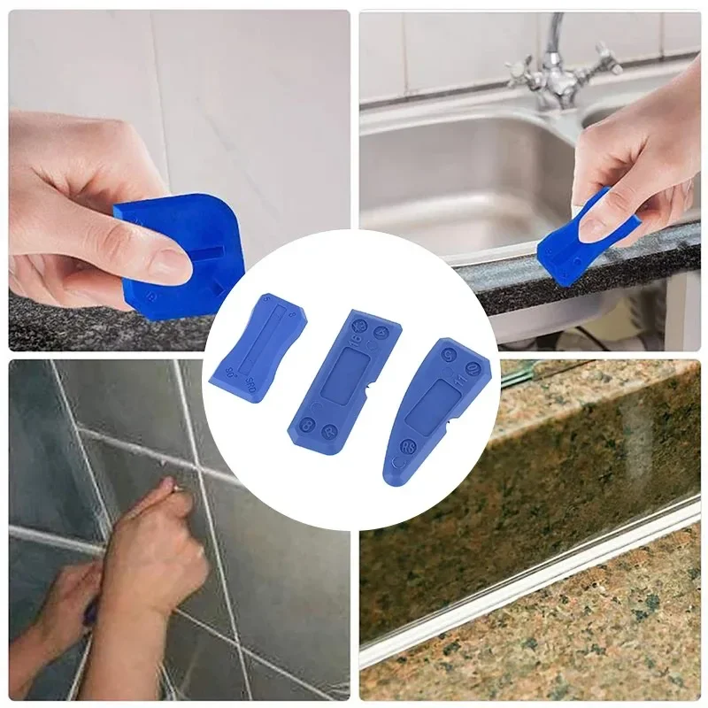 Caulking Set 4 buah alat pelapis akhir Sealant silikon dengan sambungan halus, cocok untuk kamar mandi dan Dapur, alat Caulking