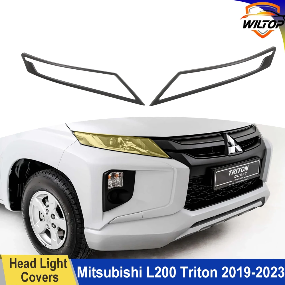 

Matte Black Headlight Covers For Mitsubishi L200 Triton 2019-2023 Protector Cover Exterior ABS Lamp Hood Car Exterior Accessorie