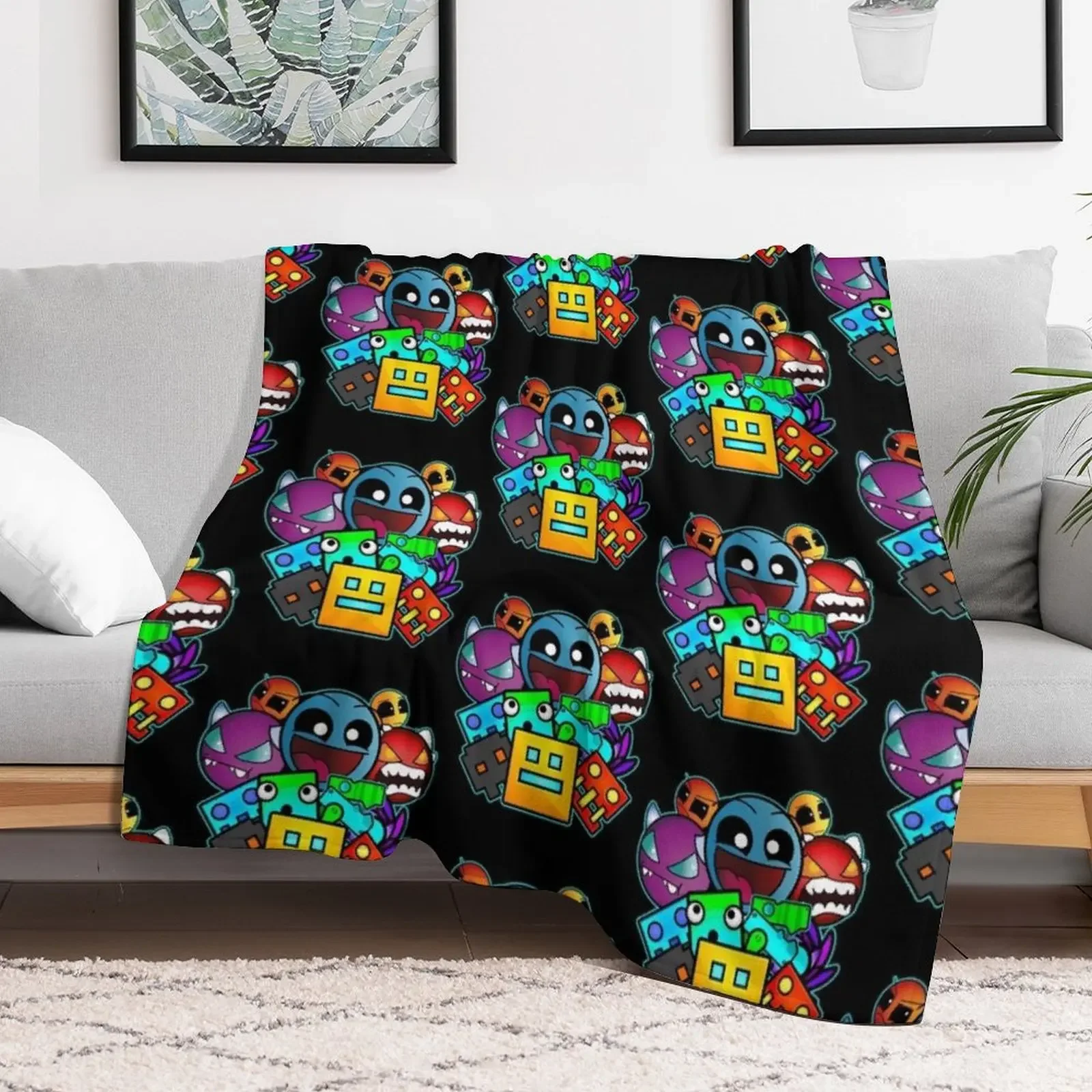 geometry dash old school gaming Throw Blanket Picnic Giant Sofa Blankets