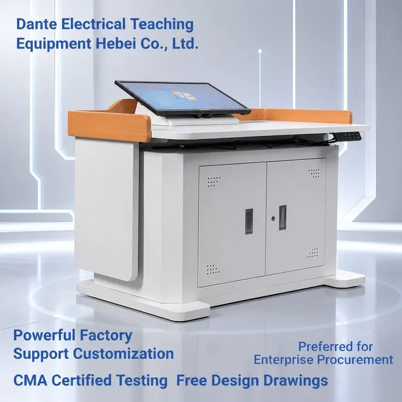 for Smart Electric Lifting Multimedia Podium Classroom Lecture Table Flip Top Operator Desk Chair University High End Lectern