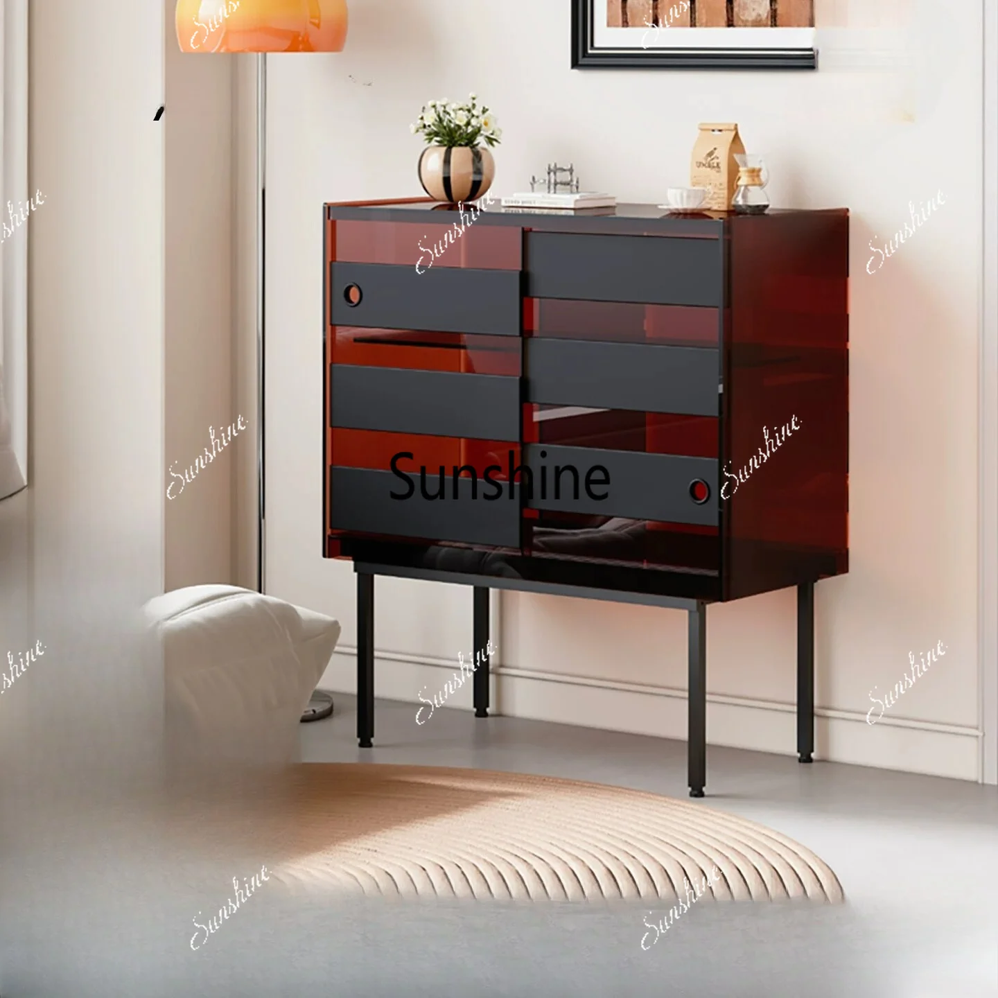 Acrylic living room dining side cabinet bedroom sofa cabinet