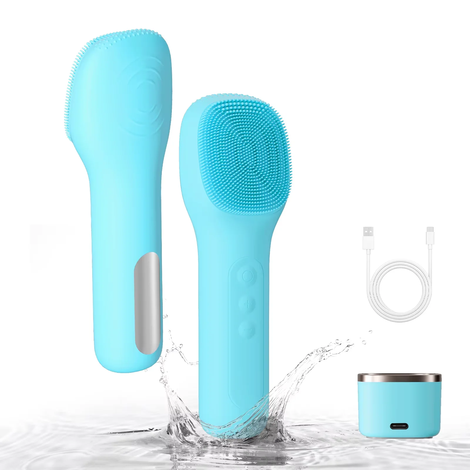 2025 Nuevo cepillo limpiador de masaje exfoliante de limpieza de silicona Sonic Facial eléctrico IPX7