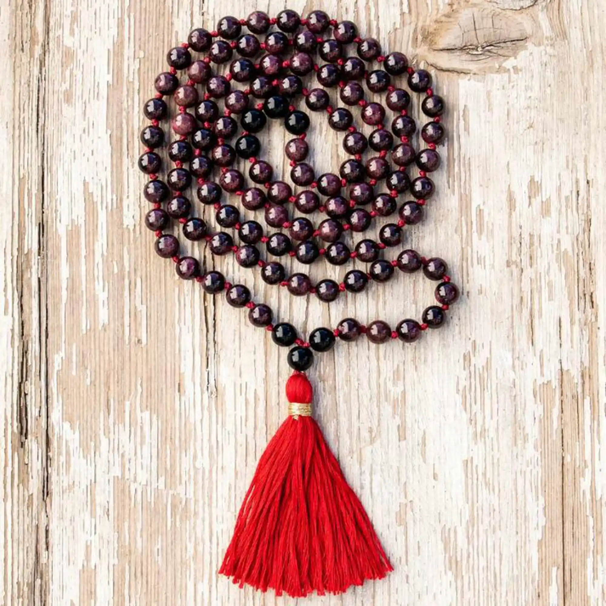 8mm Natural knot 108 Garnet agate gemstone beads necklace Chain Gift Inspiration  Meditation Prayer Chakra  Men