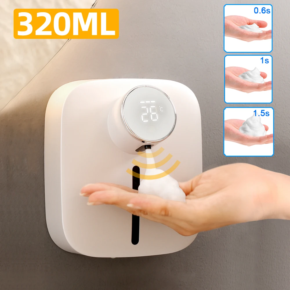 Wall Mounted Automatic Liquid Soap Dispenser USB Temperature Display Touchless Foam Dispenser Infrared Sensor Hand Sanitizer