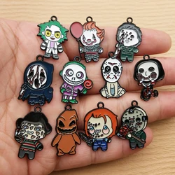 10pcs Halloween Skull Charm for Jewelry Making Enamel Necklace Earring Pendant Diy Supplies Craft Accessories Black Plated