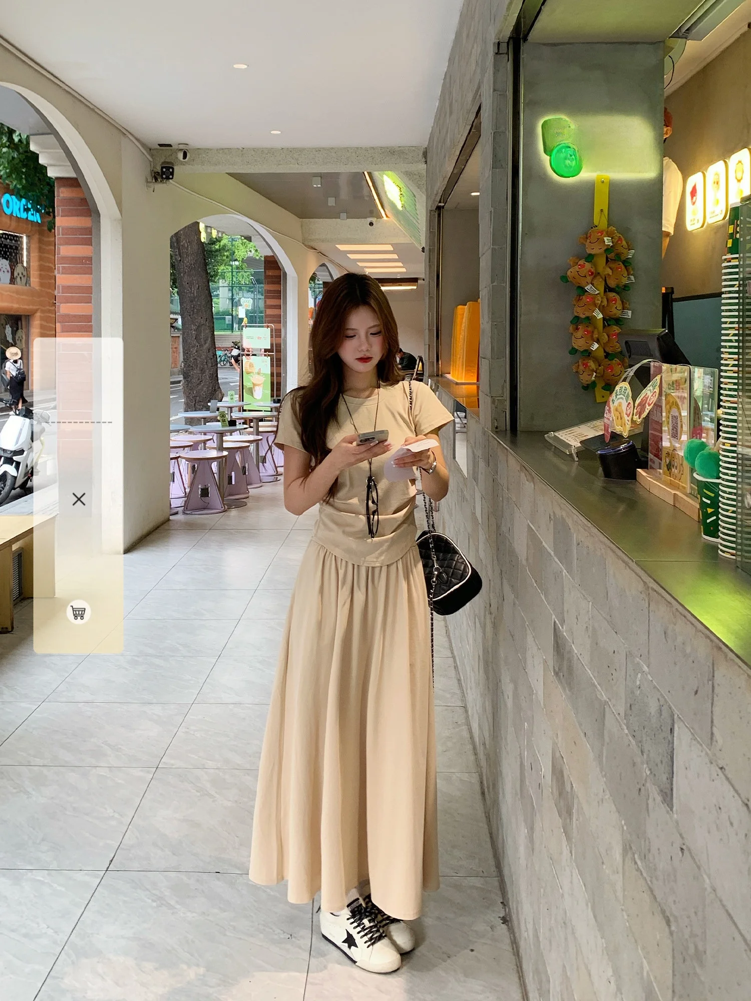 

Spring Summer Slimming High Waist Skirt Set ort Sve Design Two Piece Suit Cotton round Ne High Waist Skirt