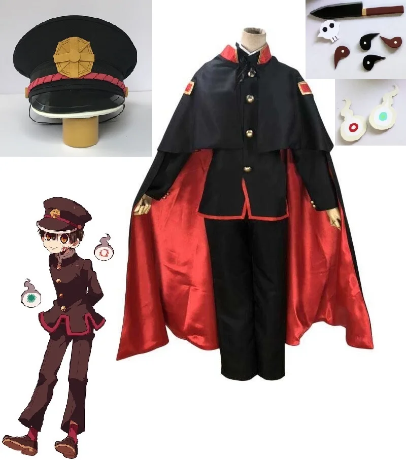 

Anime Jibaku Shounen Hanako kun Cospaly Costume Toilet Bound Hanako kun Cospaly Clothing Cloak Hat Props