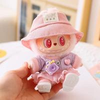 Mini Doll'S Clothes Outfit Accessories for 15-17cm Labubu & 10cm Cotton Doll Love Hoodie Pink Yarn Skirt Clothing no doll