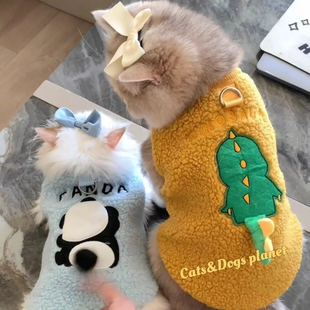 Funny Cat Sweater Cartoon Soft Pet Clothes Windproof Thickened Dog Jacket for Puppy Cats
