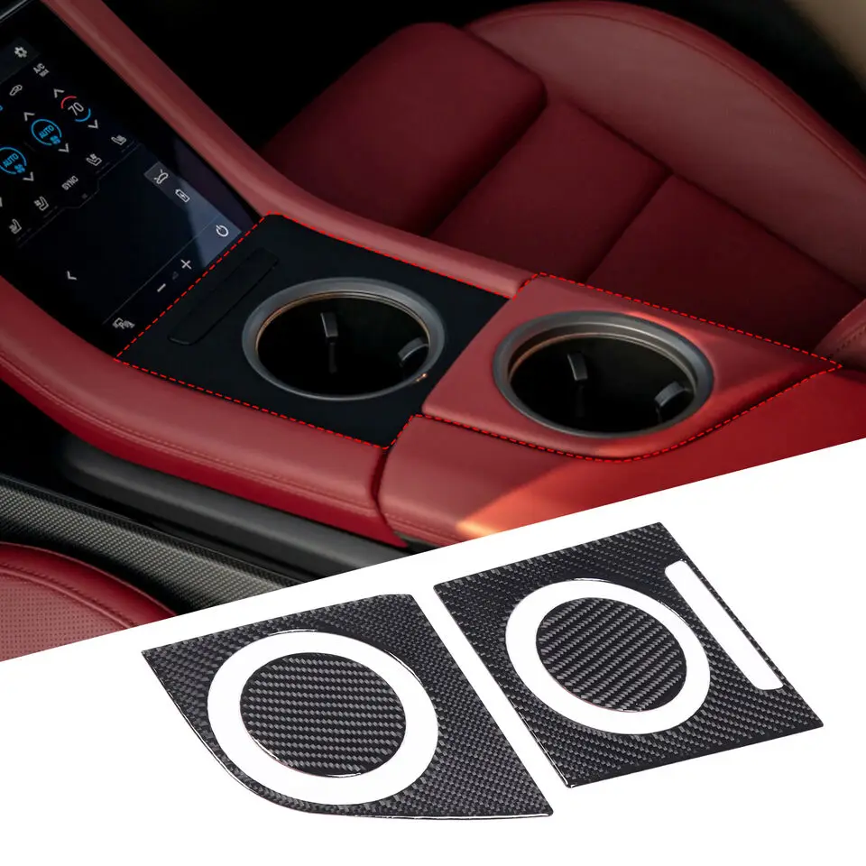 

Soft Real Carbon Fiber Central Cup Holder Decorative For Porsche Taycan 2019-2022