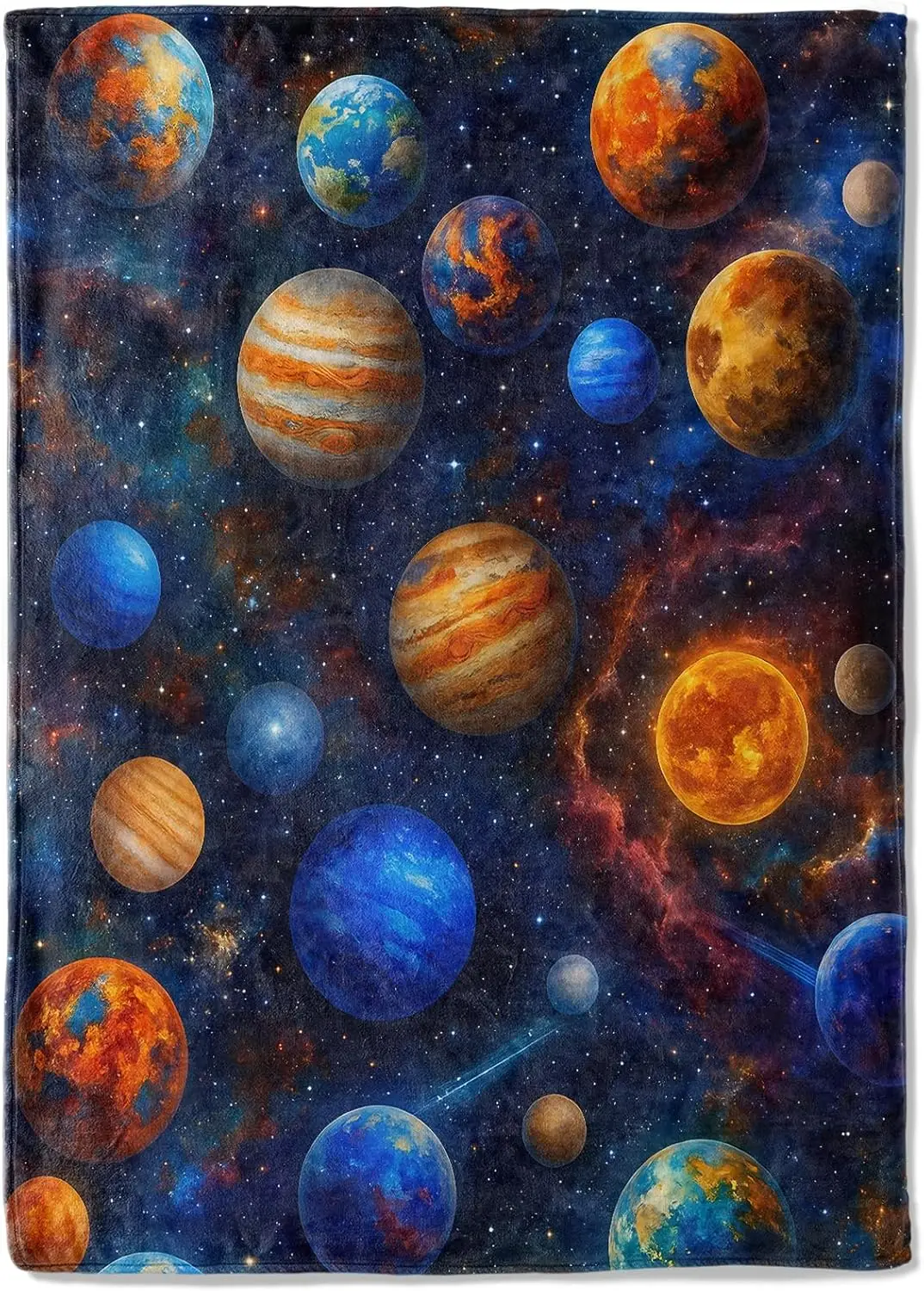 Galaxy Planet Fleece Blanket,Colorful Outer Space Sci Fi Fans Throw Blankets,Soft Cozy Lightweight, Ideal for Bed Living Room