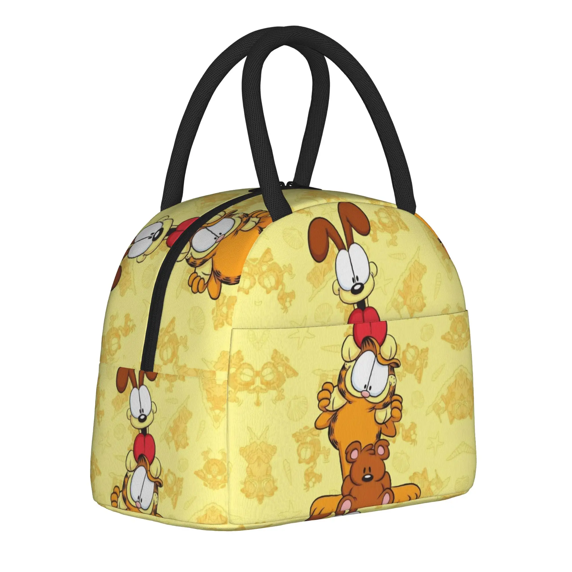 Garfield & Odie Isolierte Lunchtaschen, tragbare, wiederverwendbare Thermotasche, Lunchbox, Schultasche, Picknick-Bento-Tasche