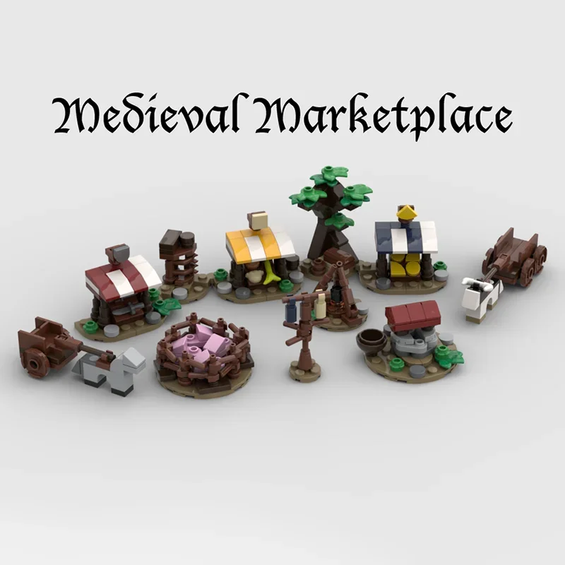 Castle Model Moc Building Bricks Medieval Marketplace Model Technology Modular Blocks Gifts Christmas Toys DIY Sets Assembly
