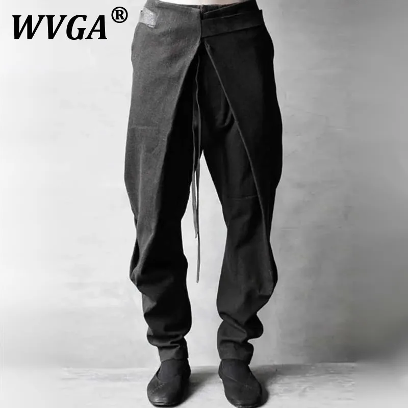 

WVGA Summer New Man Tide High Street OverSize Big Crotch Folded Design Fashion Niche Trendy Casual Ankle-Lengh Pants Y2K W10148
