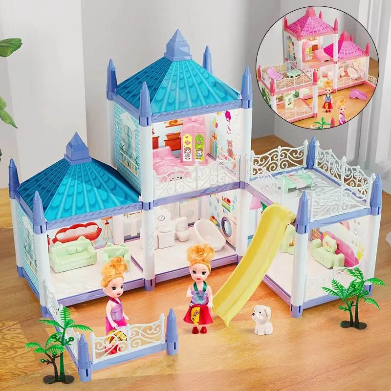 ドールハウス 3D 組み立て DIY ミニチュア ドールハウス アクセサリー ヴィラ プリンセス キャッスル withGirl 誕生日ギフト おもちゃの家