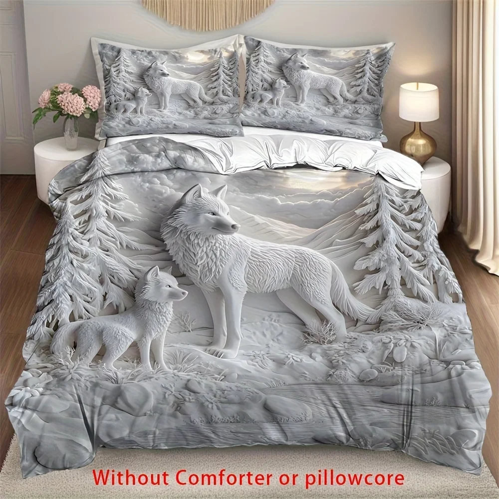 2-3-pieces-ensemble-de-housse-de-couette-imprime-animal-loup-blanc-3d-1-housse-de-couette-1-2-taie-d'oreiller-sans-noyau-theme-nature-de-la-foret-de-loup