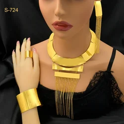 ANIID Luxury Italian 24K Gold Color Jewelry Sets For Women Tassel Jewellery Designed Indian Dubai Big Necklace Set Party Gifts