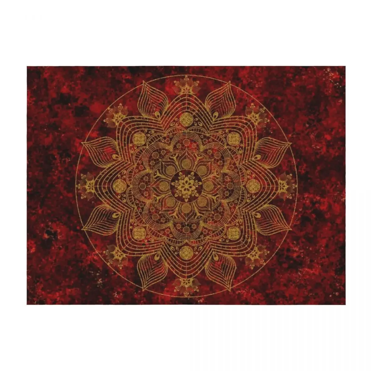 

Exquisite Gold Lace Mandala on Red and Black Background Throw Blanket For Baby Sleeping Bag Thermals For Travel Blankets