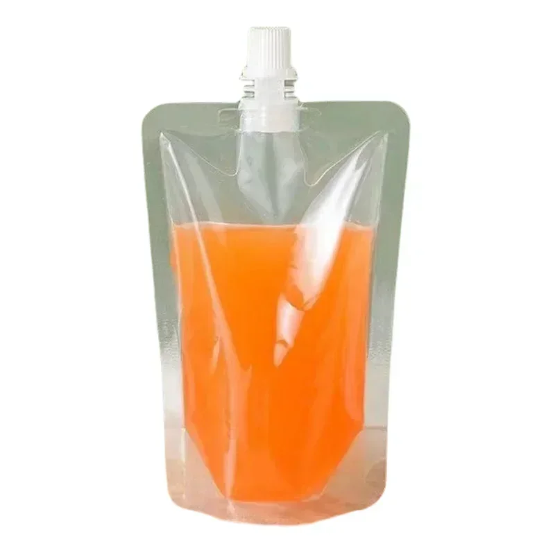 Disposable Transparent High-temperature Resistant Fruit Juice Beverage Bags Self Stand Suction Nozzle Bag Takeout Soup Package